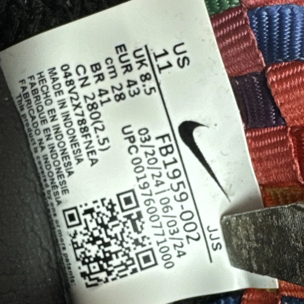 Nike Air Footscape Woven Black Rainbow Multi Color Streetwear Shoes Womens Sz 11